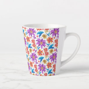 Hand Drawn Colourful Exotic Floral Pattern-70703 Latte Mug