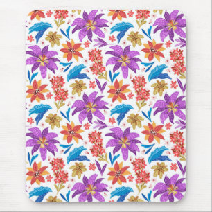 Hand Drawn Colourful Exotic Floral Pattern-70703 Mouse Mat