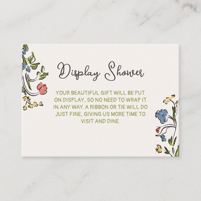 Hand Drawn Colourful Floral Bridal Shower Enclosure Card (Front)