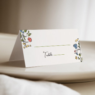 Hand Drawn Colourful Floral Bridal Shower Place Card