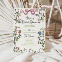 Hand Drawn Colourful Floral Frame Bow Bridal Showe