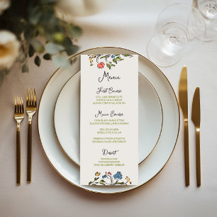 Hand Drawn Colourful Floral Wedding Menu