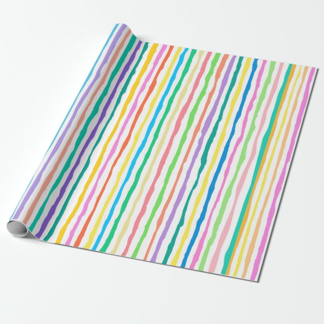 Hand-drawn colourful lines pattern wrapping paper (Unrolled)