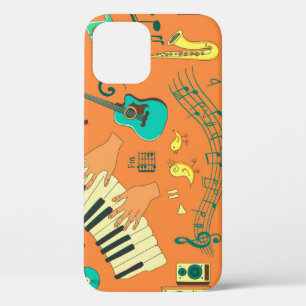 Hand-drawn colourful music pattern iPhone 12 case