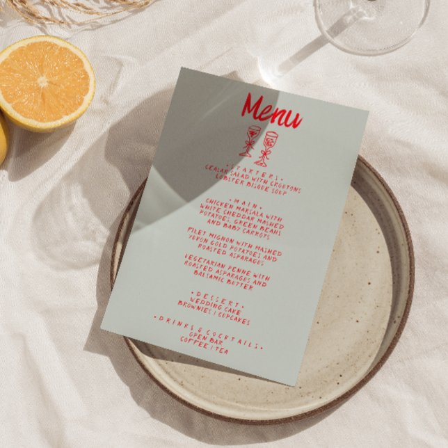 Hand Drawn Colourful Quirky Champagne Retro Weddin Menu (Creator Uploaded)