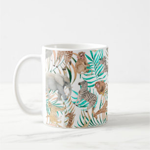 Hand drawn colourful seamless pattern with waterco coffee mug