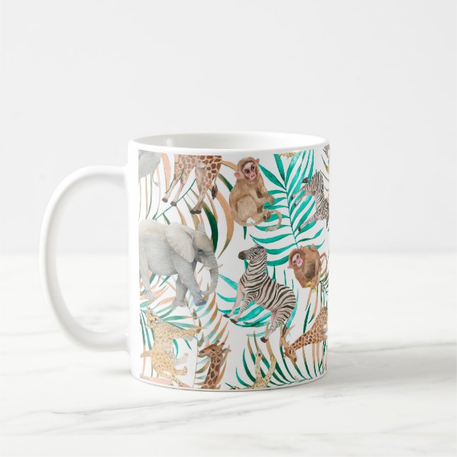 Hand drawn colourful seamless pattern with waterco coffee mug (Left)