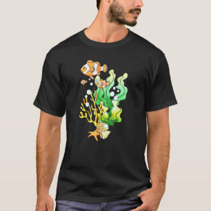 Hand Drawn Colourful Tropical Fish On A Coral Reef T-Shirt