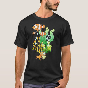 Hand Drawn Colourful Tropical Fish On A Coral Reef T-Shirt