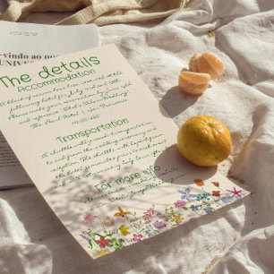 Hand Drawn Colourful Wildflower Wedding Details  Enclosure Card