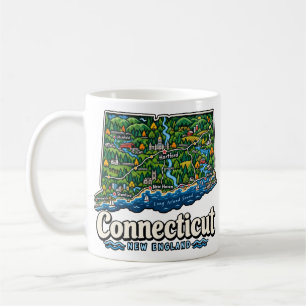 Hand Drawn Connecticut Travel Art Landmark Coffee Mug