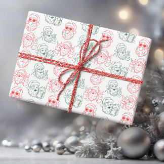 Hand Drawn Cool Santa Wrapping Paper