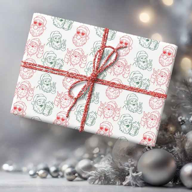 Hand Drawn Cool Santa Wrapping Paper (Creator Uploaded)