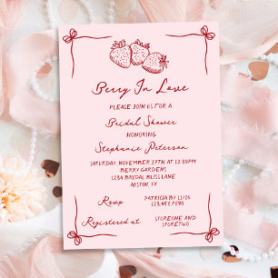 Hand Drawn Coquette Berry In Love Bridal Shower Invitation