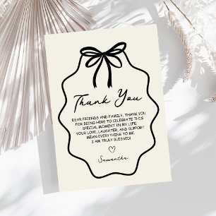 Hand Drawn Coquette Bow Bridal Shower Thank You Card