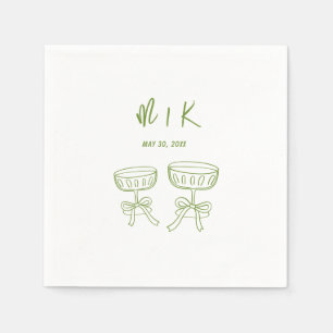 Hand Drawn Coquette Bow Cocktail Wedding  Napkin