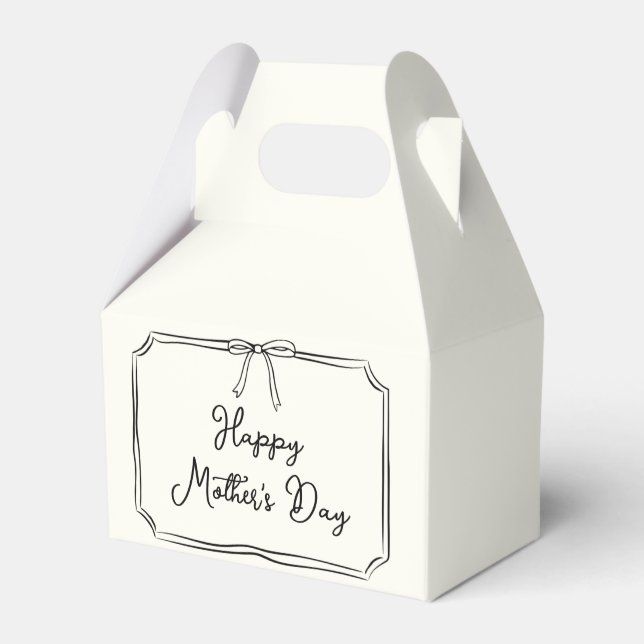 Hand Drawn Coquette Bow Happy Mother's Day Gift Favour Box (Front Side)