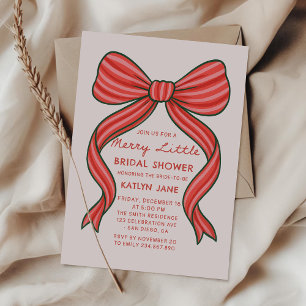Hand Drawn Coquette Christmas Bridal Shower  Invitation