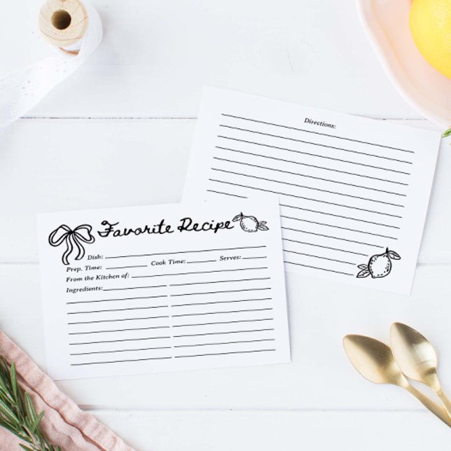 Hand Drawn Coquette Lemon Recipe Card (Creator Uploaded)