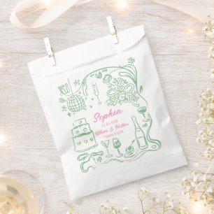 Hand Drawn Coquette Wiser and Hotter Birthday Favour Bags