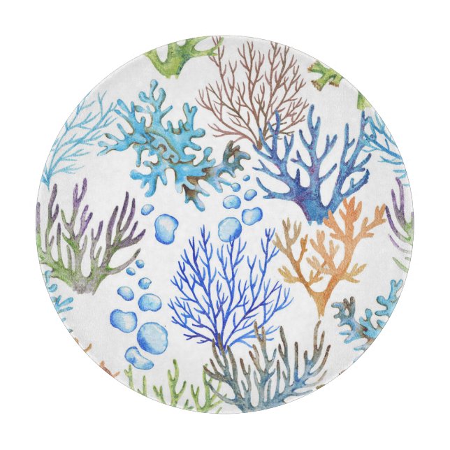 Hand-drawn corals: underwater sea pattern. cutting board (Front)