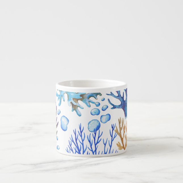 Hand-drawn corals: underwater sea pattern. espresso cup (Front)
