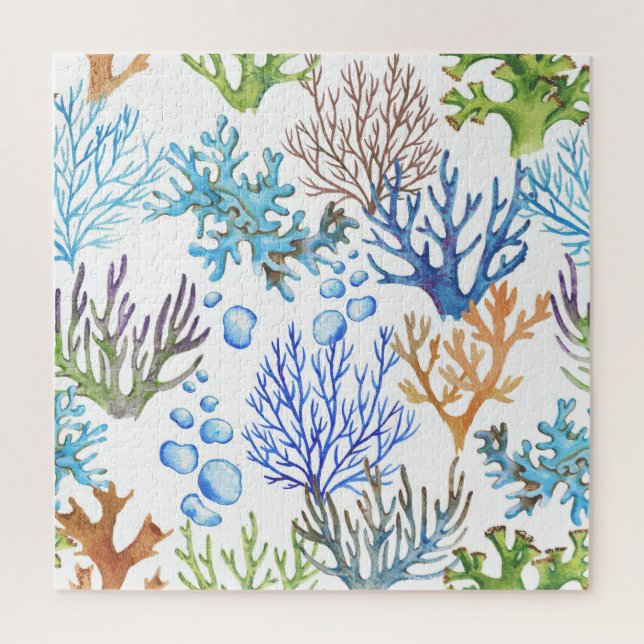 Hand-drawn corals: underwater sea pattern. jigsaw puzzle (Vertical)