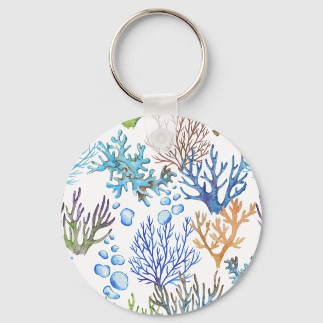 Hand-drawn corals: underwater sea pattern. key ring (Front)
