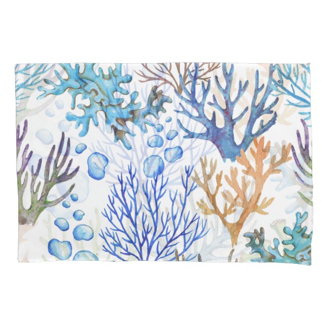 Hand-drawn corals: underwater sea pattern. pillowcase (Front)