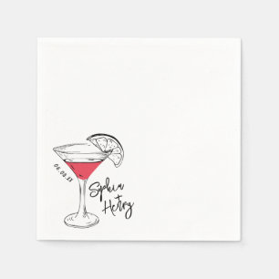 Hand Drawn Cosmopolitan Cocktail  Napkin
