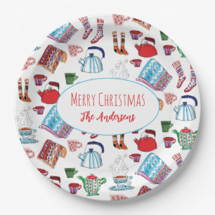Hand-Drawn Cosy Christmas Personalised Retro   Paper Plate