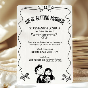 Hand Drawn Couple Illustration Doodle Wedding Invitation
