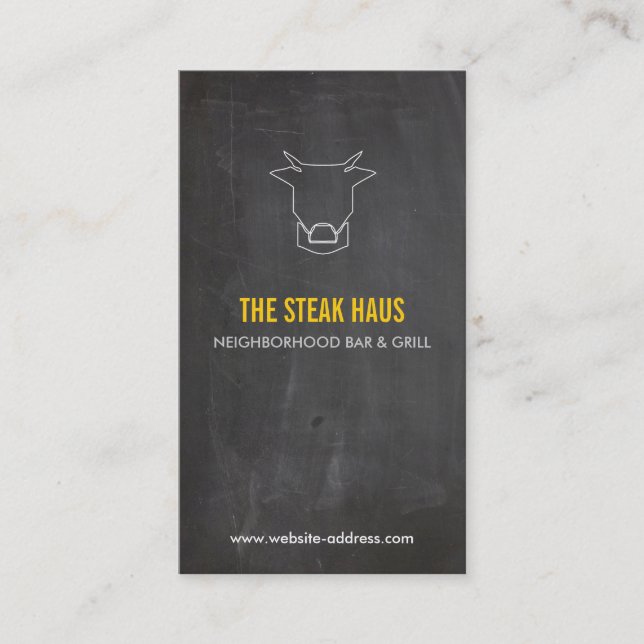 HAND-DRAWN COW LOGO for Restaurants, Chefs, Pubs Business Card (Front)