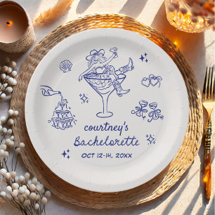Hand Drawn Cowgirl Bachelorette Weekend Paper Plate