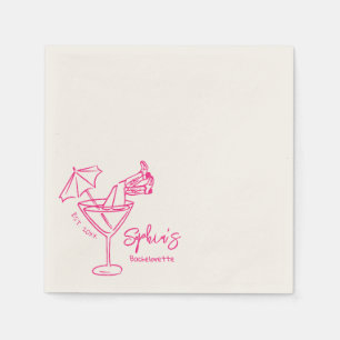 Hand Drawn Cowgirl Girl in Martini Glass  Napkin