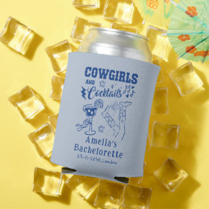 Hand Drawn Cowgirl Western Cocktails Wedding  Can Cooler