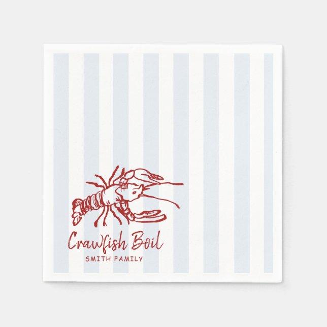Hand Drawn Crawfish Boil party Napkin (Front)