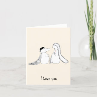 Hand Drawn Cream Coloured Doodle Love You Card