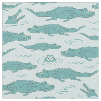 Hand Drawn Crocodile Alligator Wild Animal Boy Fabric