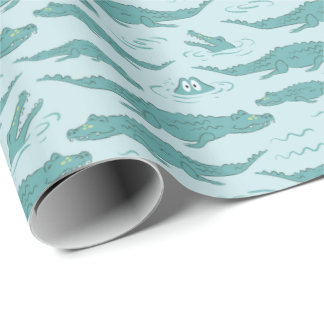 Hand Drawn Crocodile Alligator Wild Animal Boy Wrapping Paper