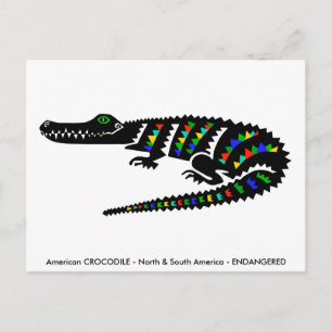 Hand drawn - CROCODILE -Conservation -Reptile- Postcard