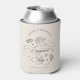 Hand Drawn Cupid Cherub Engagement Party Favor Can Cooler