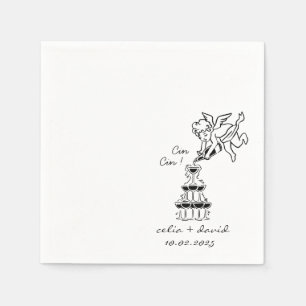 Hand Drawn Cupid Icon Cocktail Wedding Napkin