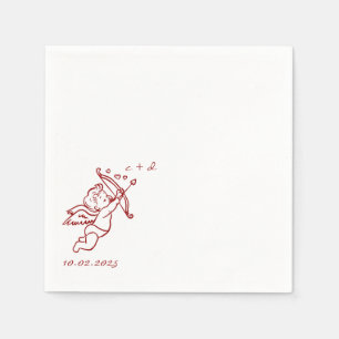 Hand Drawn Cupid Icon Wedding Napkin