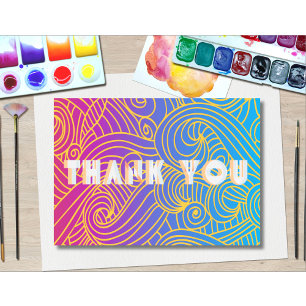 Hand Drawn Curly Pattern Abstract Thank You Card