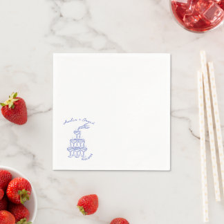 hand drawn Custom Champagne Tower Cocktail Wedding Napkin
