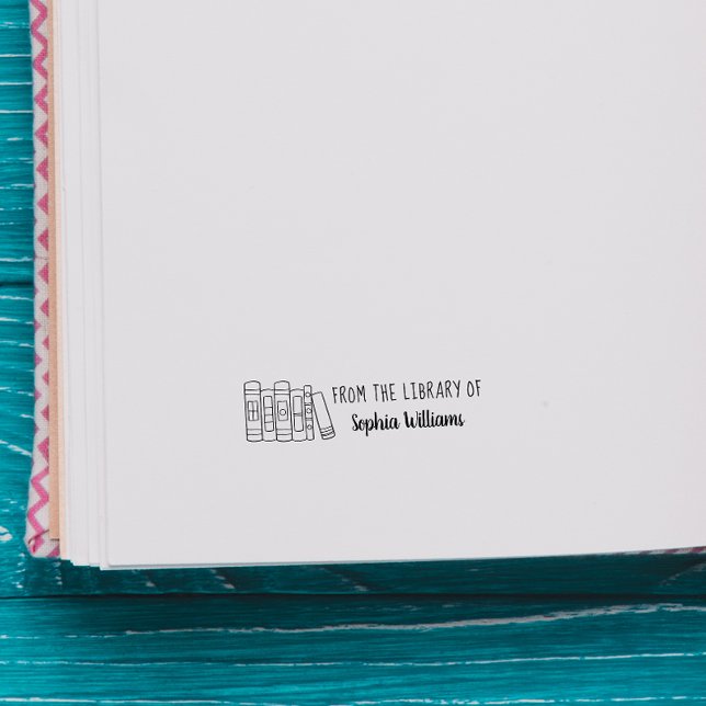 Hand-drawn Custom Hand-written Name Library Books Rubber Stamp (Creator Uploaded)