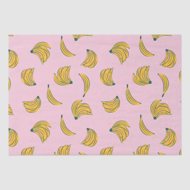 Hand drawn cute banana pattern in pink background tissue paper (Front)