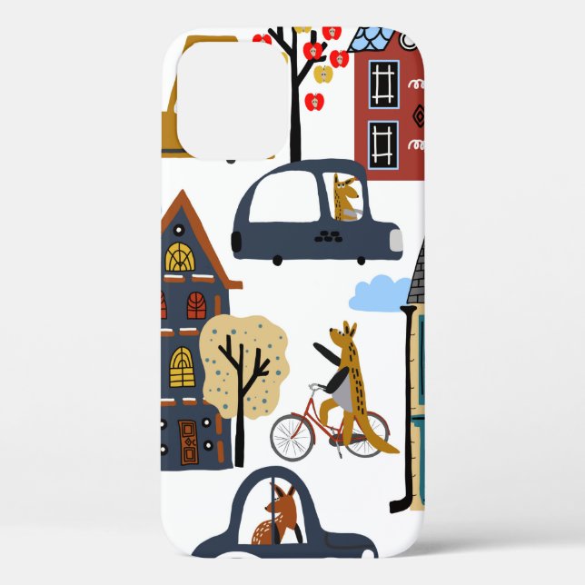 Hand drawn cute cartoon seamless pattern illustrat Case-Mate iPhone case (Back)