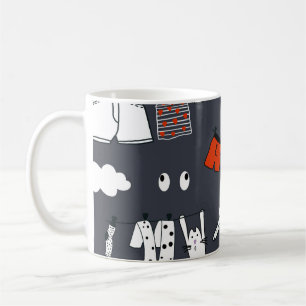 Hand drawn cute cartoon seamless pattern illustrat coffee mug